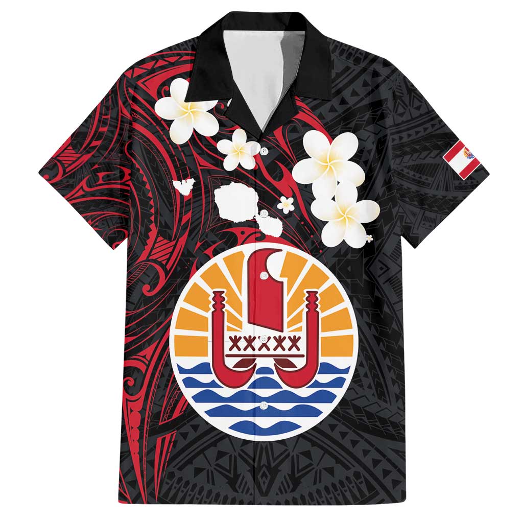 French Polynesia Tiare Day Family Matching Short Sleeve Bodycon Dress and Hawaiian Shirt Seal and Polynesian Pattern LT03 Dad's Shirt - Short Sleeve Black - Polynesian Pride