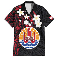 French Polynesia Tiare Day Family Matching Short Sleeve Bodycon Dress and Hawaiian Shirt Seal and Polynesian Pattern LT03 Dad's Shirt - Short Sleeve Black - Polynesian Pride