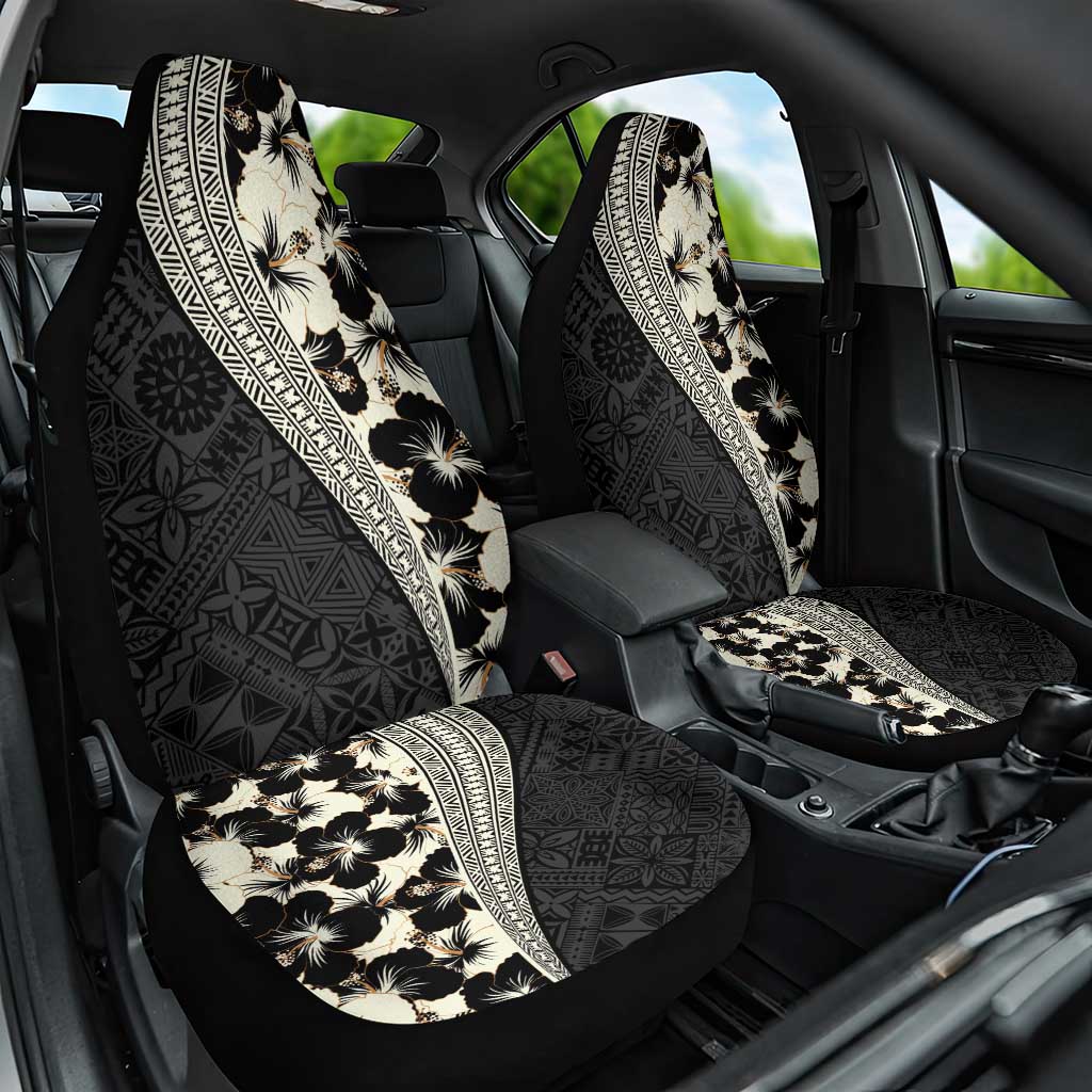 Bula Hibiscus Festival Car Seat Cover Tapa Pattern Half Style LT03 One Size Beige - Polynesian Pride