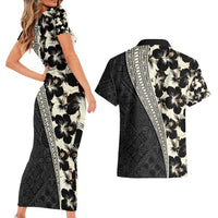 Bula Hibiscus Festival Couples Matching Short Sleeve Bodycon Dress and Hawaiian Shirt Tapa Pattern Half Style LT03 - Polynesian Pride