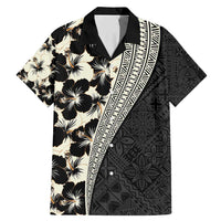 Bula Hibiscus Festival Family Matching Mermaid Dress and Hawaiian Shirt Tapa Pattern Half Style LT03 Dad's Shirt - Short Sleeve Beige - Polynesian Pride