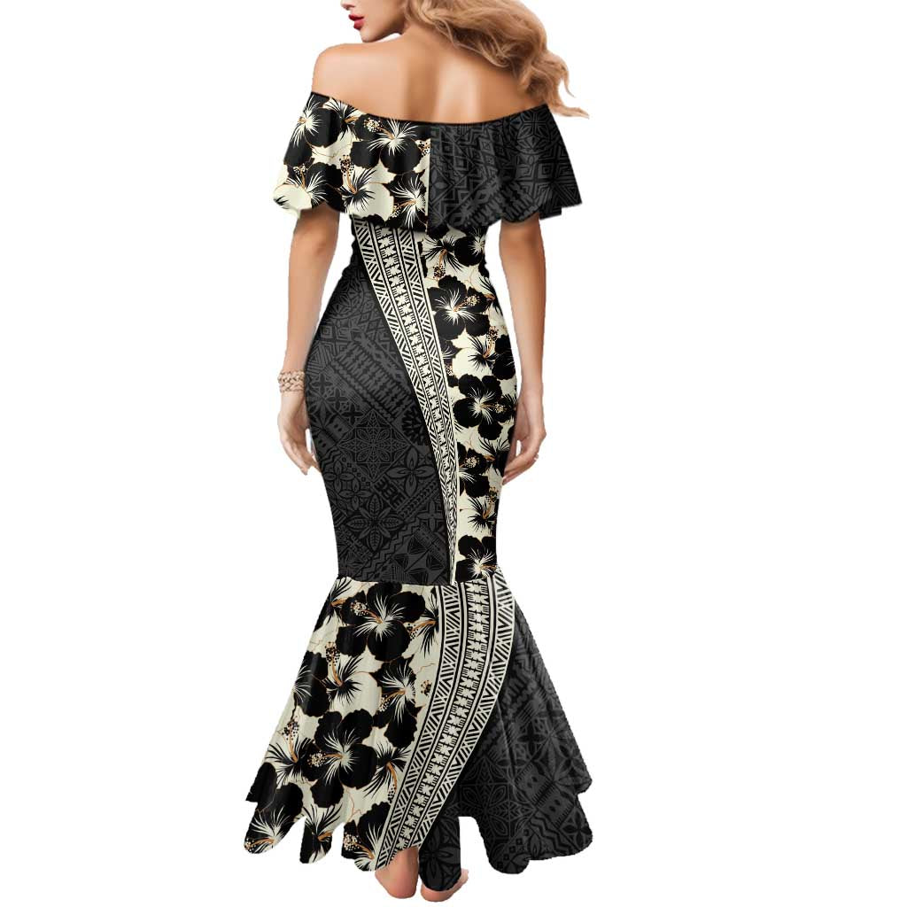 Bula Hibiscus Festival Family Matching Mermaid Dress and Hawaiian Shirt Tapa Pattern Half Style LT03 - Polynesian Pride