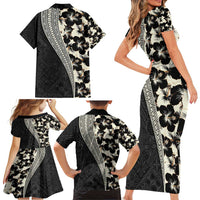 Bula Hibiscus Festival Family Matching Short Sleeve Bodycon Dress and Hawaiian Shirt Tapa Pattern Half Style LT03 - Polynesian Pride