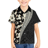 Bula Hibiscus Festival Family Matching Short Sleeve Bodycon Dress and Hawaiian Shirt Tapa Pattern Half Style LT03 Son's Shirt Beige - Polynesian Pride