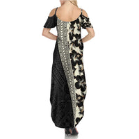 Bula Hibiscus Festival Family Matching Summer Maxi Dress and Hawaiian Shirt Tapa Pattern Half Style LT03 - Polynesian Pride