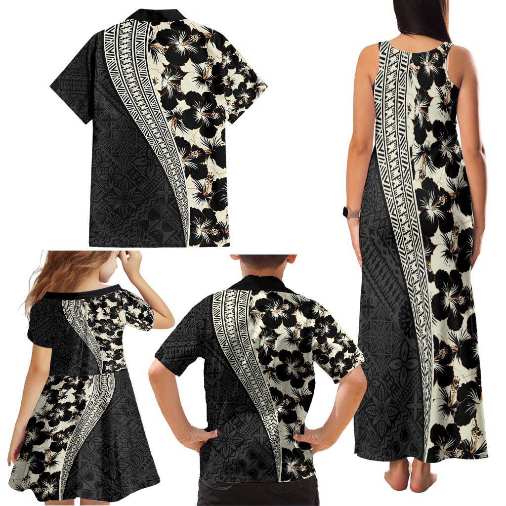 Bula Hibiscus Festival Family Matching Tank Maxi Dress and Hawaiian Shirt Tapa Pattern Half Style LT03 - Polynesian Pride