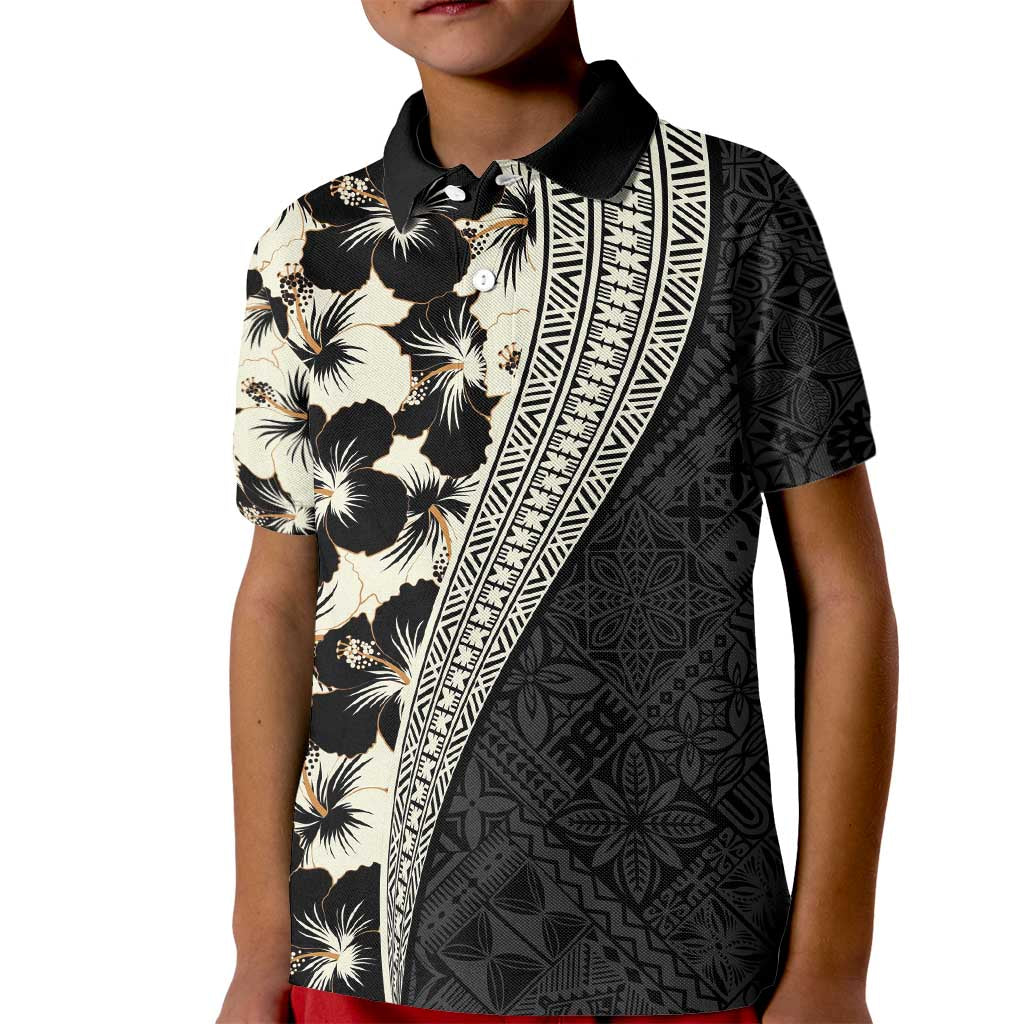 Bula Hibiscus Festival Kid Polo Shirt Tapa Pattern Half Style LT03 Kid Beige - Polynesian Pride