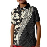 Bula Hibiscus Festival Kid Polo Shirt Tapa Pattern Half Style LT03 Kid Beige - Polynesian Pride