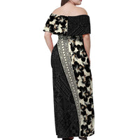 Bula Hibiscus Festival Off Shoulder Maxi Dress Tapa Pattern Half Style LT03 - Polynesian Pride