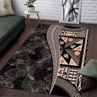 Bula Hibiscus Festival Area Rug Fijian Masi Pattern Half Style LT03 Beige - Polynesian Pride