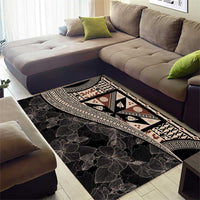 Bula Hibiscus Festival Area Rug Fijian Masi Pattern Half Style LT03 - Polynesian Pride