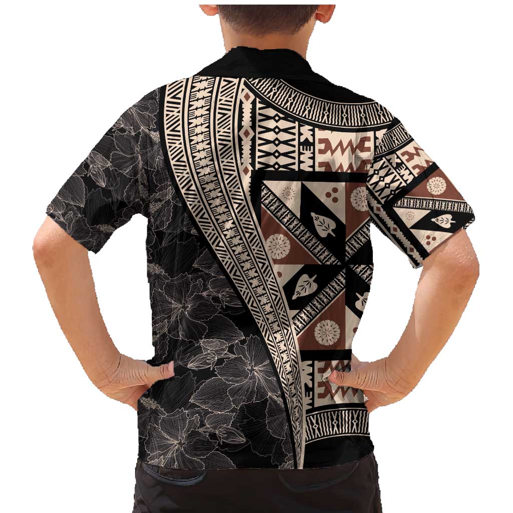 Bula Hibiscus Festival Family Matching Mermaid Dress and Hawaiian Shirt Fijian Masi Pattern Half Style LT03 - Polynesian Pride