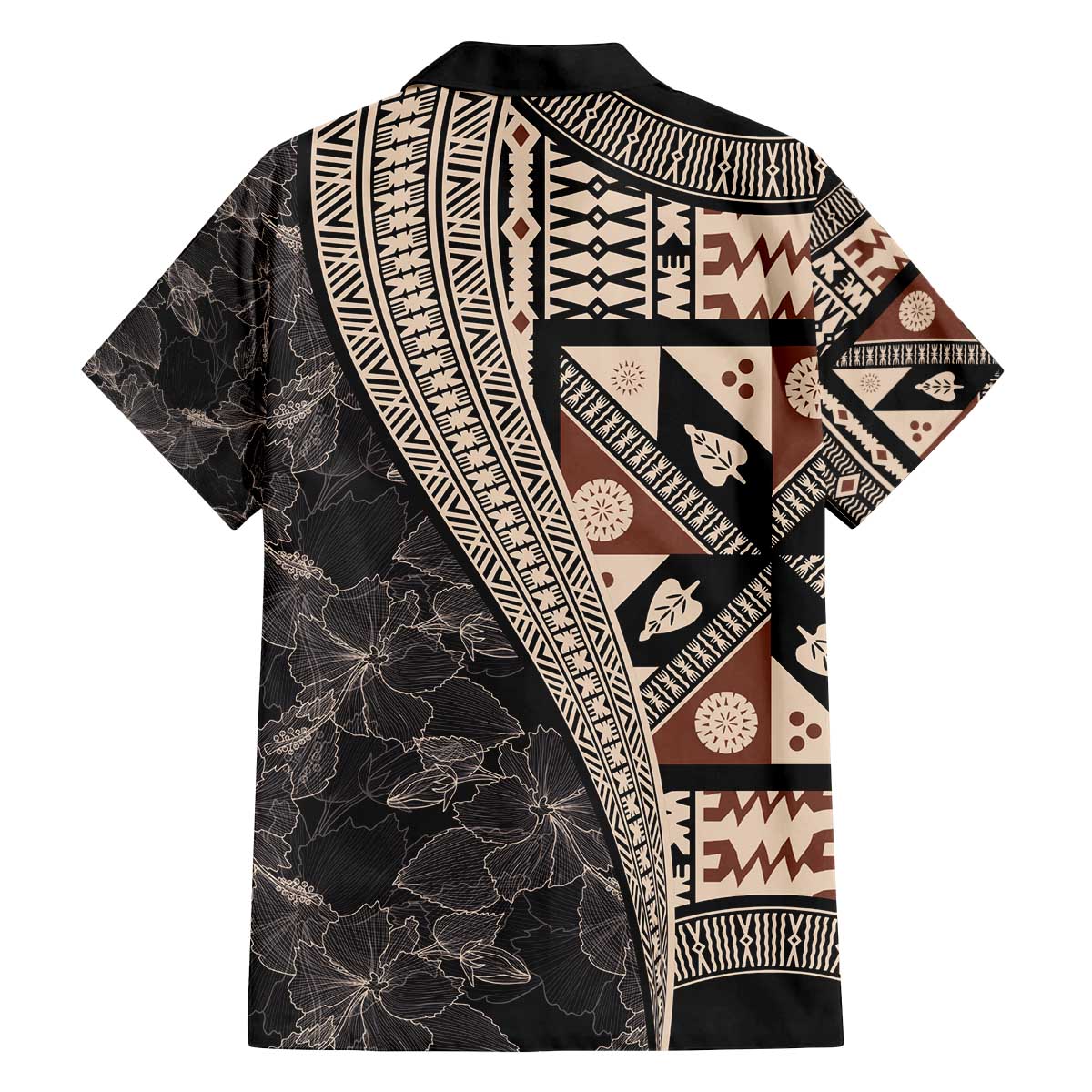 Bula Hibiscus Festival Family Matching Off The Shoulder Long Sleeve Dress and Hawaiian Shirt Fijian Masi Pattern Half Style LT03 - Polynesian Pride