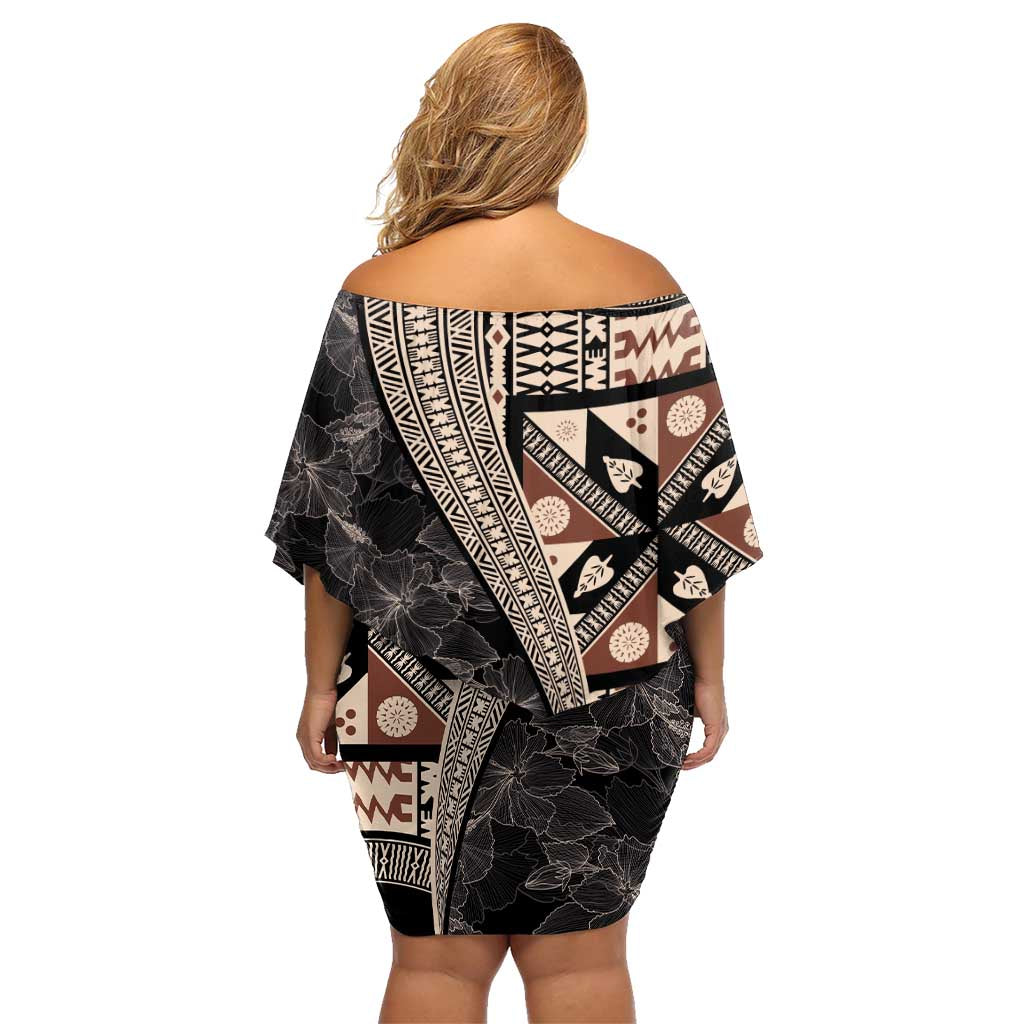 Bula Hibiscus Festival Family Matching Off Shoulder Short Dress and Hawaiian Shirt Fijian Masi Pattern Half Style LT03 - Polynesian Pride