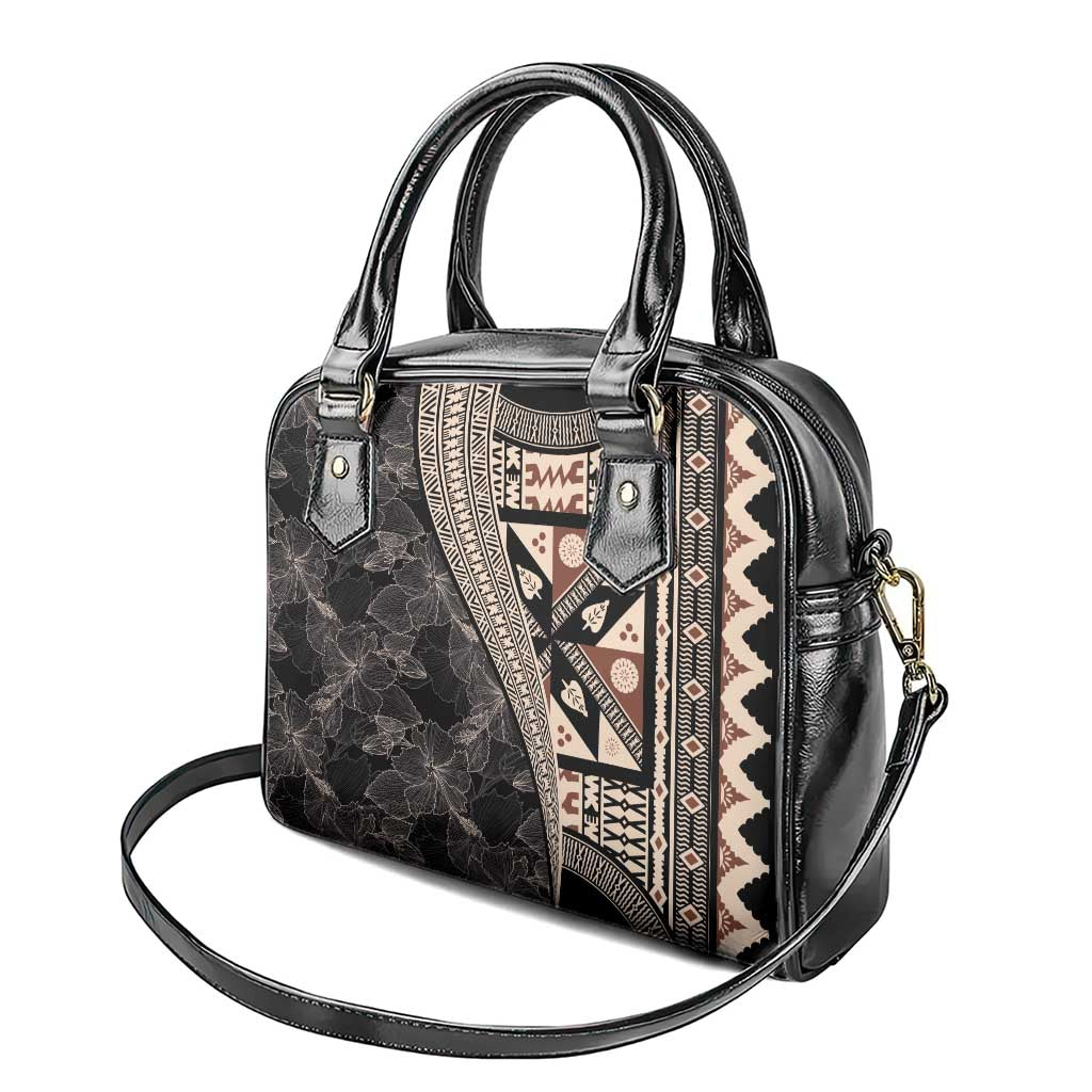 Bula Hibiscus Festival Shoulder Handbag Fijian Masi Pattern Half Style
