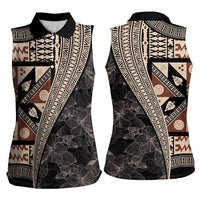 Bula Hibiscus Festival Women Sleeveless Polo Shirt Fijian Masi Pattern Half Style LT03 - Polynesian Pride