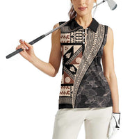 Bula Hibiscus Festival Women Sleeveless Polo Shirt Fijian Masi Pattern Half Style LT03 - Polynesian Pride