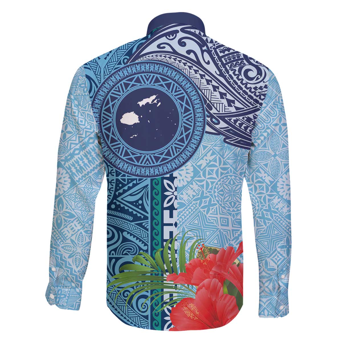 Fiji Day Family Matching Off The Shoulder Long Sleeve Dress and Hawaiian Shirt Tapa Pattern and Hibiscus Flower LT03 - Polynesian Pride