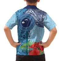 Fiji Day Family Matching Off Shoulder Maxi Dress and Hawaiian Shirt Tapa Pattern and Hibiscus Flower LT03 - Polynesian Pride