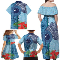 Fiji Day Family Matching Off Shoulder Maxi Dress and Hawaiian Shirt Tapa Pattern and Hibiscus Flower LT03 - Polynesian Pride