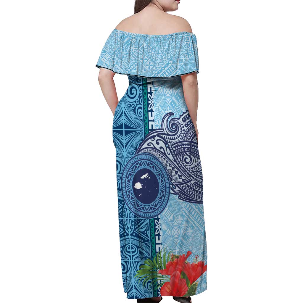 Fiji Day Family Matching Off Shoulder Maxi Dress and Hawaiian Shirt Tapa Pattern and Hibiscus Flower LT03 - Polynesian Pride