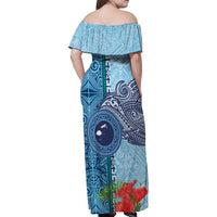 Fiji Day Family Matching Off Shoulder Maxi Dress and Hawaiian Shirt Tapa Pattern and Hibiscus Flower LT03 - Polynesian Pride