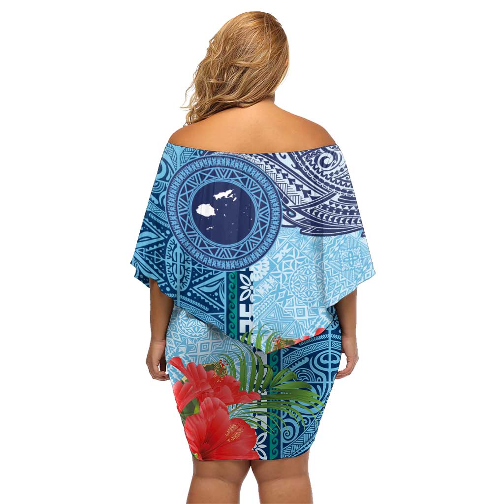 Fiji Day Family Matching Off Shoulder Short Dress and Hawaiian Shirt Tapa Pattern and Hibiscus Flower LT03 - Polynesian Pride