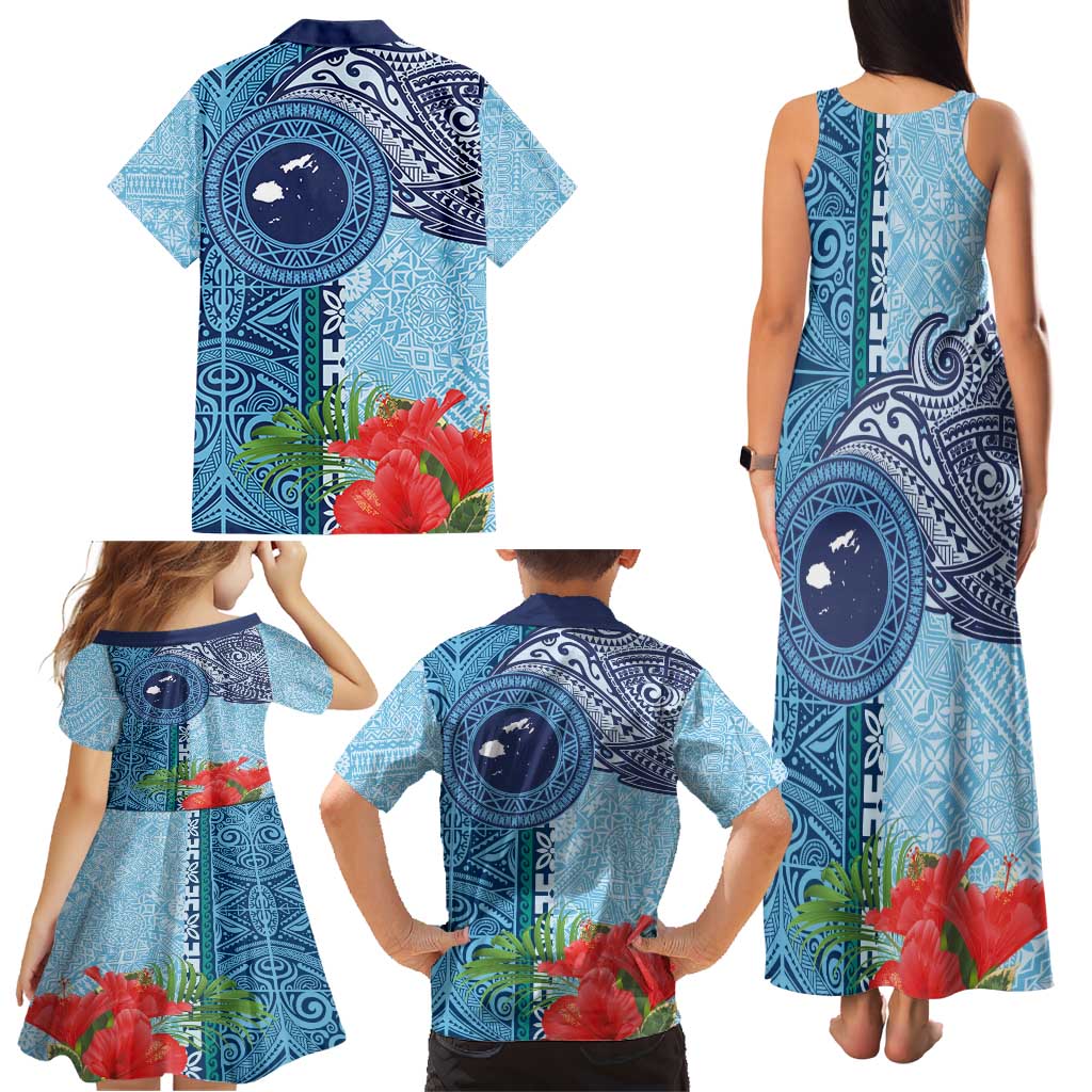 Fiji Day Family Matching Tank Maxi Dress and Hawaiian Shirt Tapa Pattern and Hibiscus Flower LT03 - Polynesian Pride