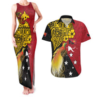 Papua New Guinea Independence Day Couples Matching Tank Maxi Dress and Hawaiian Shirt Bird-of-Paradise with Map and Polynesian Pattern LT03 Black - Polynesian Pride