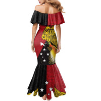 Papua New Guinea Independence Day Family Matching Mermaid Dress and Hawaiian Shirt Bird-of-Paradise with Map and Polynesian Pattern LT03 - Polynesian Pride