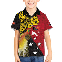 Papua New Guinea Independence Day Family Matching Off Shoulder Maxi Dress and Hawaiian Shirt Bird-of-Paradise with Map and Polynesian Pattern LT03 Son's Shirt Black - Polynesian Pride