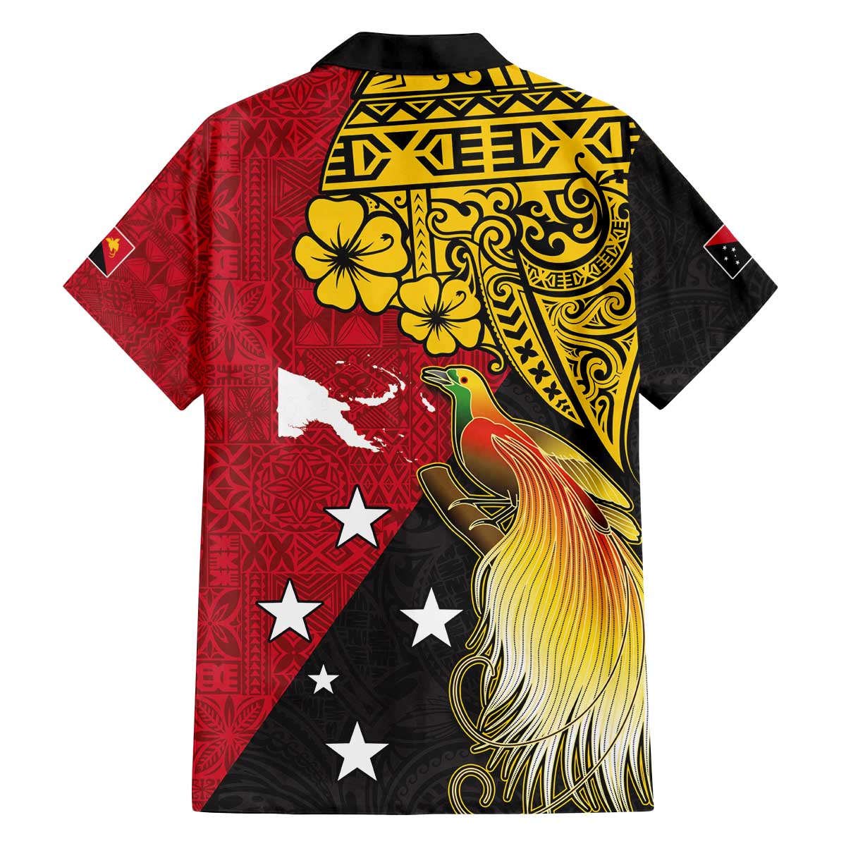 Papua New Guinea Independence Day Family Matching Puletasi and Hawaiian Shirt Bird-of-Paradise with Map and Polynesian Pattern LT03 - Polynesian Pride