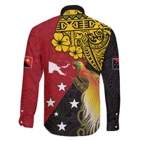 Papua New Guinea Independence Day Family Matching Short Sleeve Bodycon Dress and Hawaiian Shirt Bird-of-Paradise with Map and Polynesian Pattern LT03 - Polynesian Pride