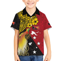 Papua New Guinea Independence Day Family Matching Short Sleeve Bodycon Dress and Hawaiian Shirt Bird-of-Paradise with Map and Polynesian Pattern LT03 Son's Shirt Black - Polynesian Pride