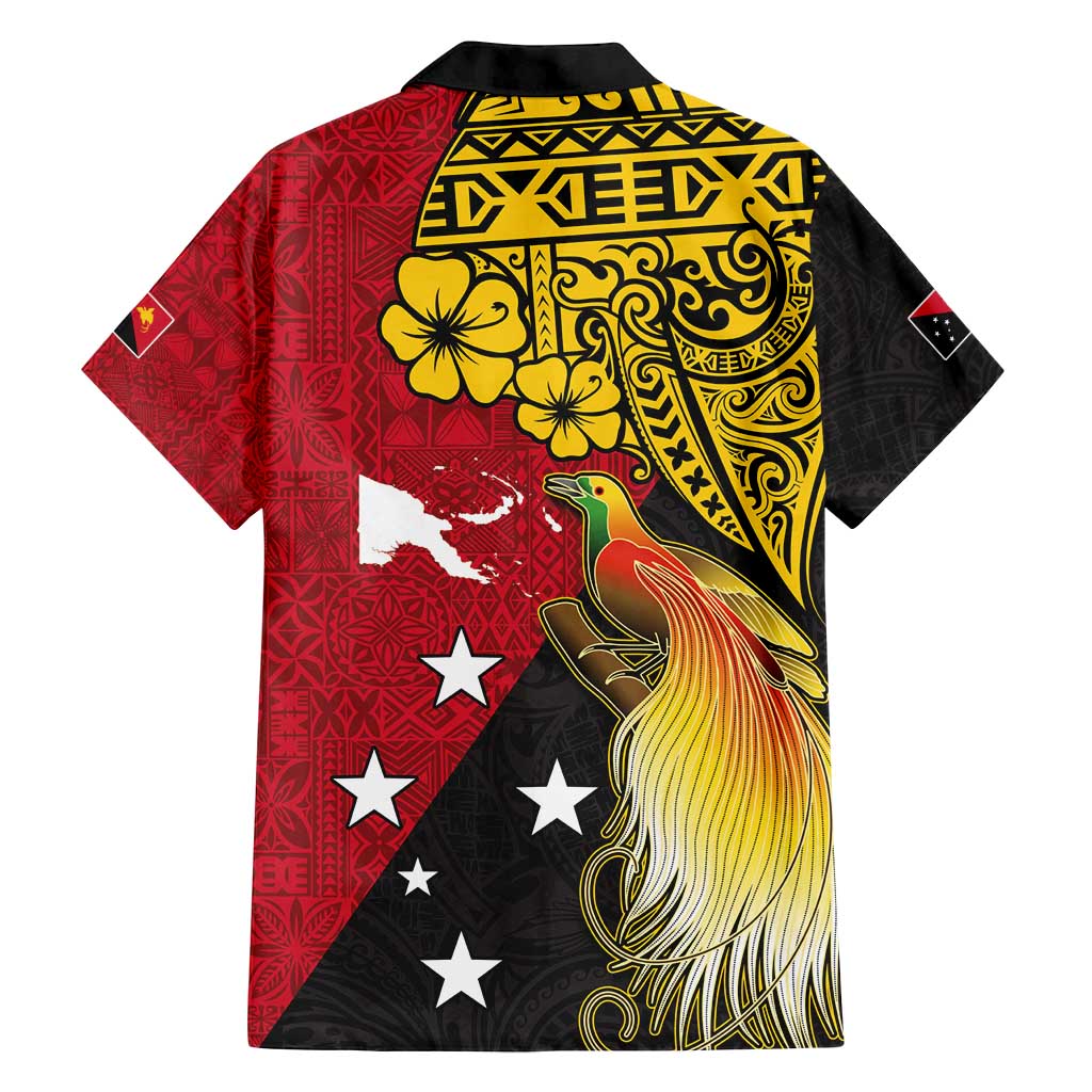 Papua New Guinea Independence Day Family Matching Tank Maxi Dress and Hawaiian Shirt Bird-of-Paradise with Map and Polynesian Pattern LT03 - Polynesian Pride