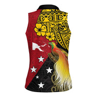 Papua New Guinea Independence Day Women Sleeveless Polo Shirt Bird-of-Paradise with Map and Polynesian Pattern LT03 - Polynesian Pride