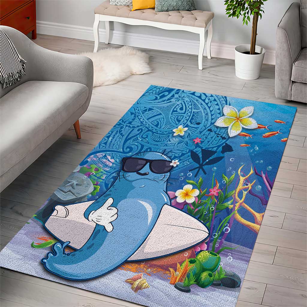 Aloha Hawaiian Monk Seal Area Rug Polynesian Tattoo The Ocean and Undersea Vibe