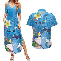 Aloha Hawaiian Monk Seal Couples Matching Summer Maxi Dress and Hawaiian Shirt Polynesian Tattoo The Ocean and Undersea Vibe