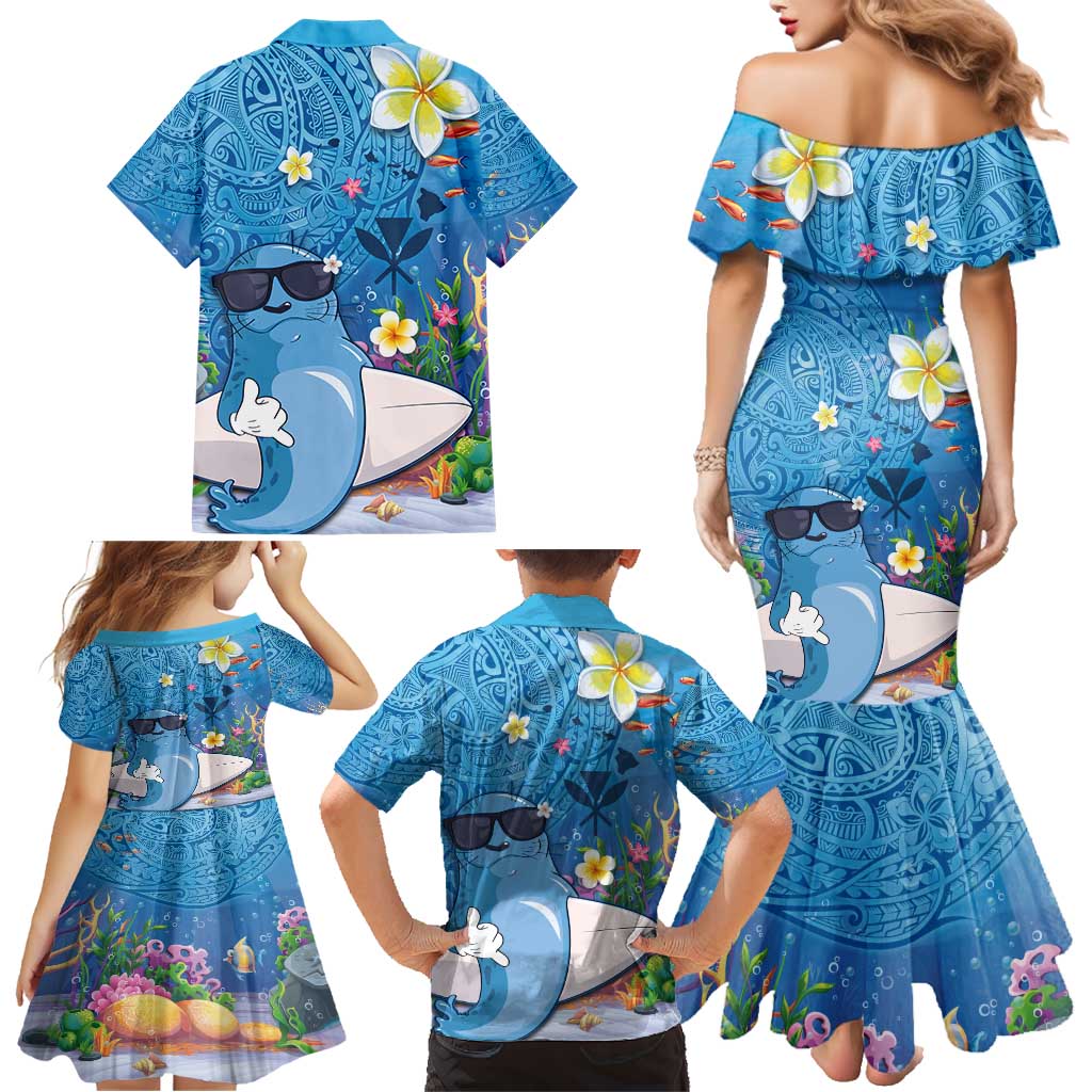 Aloha Hawaiian Monk Seal Family Matching Mermaid Dress and Hawaiian Shirt Polynesian Tattoo The Ocean and Undersea Vibe LT03 - Polynesian Pride