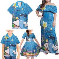 Aloha Hawaiian Monk Seal Family Matching Off Shoulder Maxi Dress and Hawaiian Shirt Polynesian Tattoo The Ocean and Undersea Vibe LT03 - Polynesian Pride