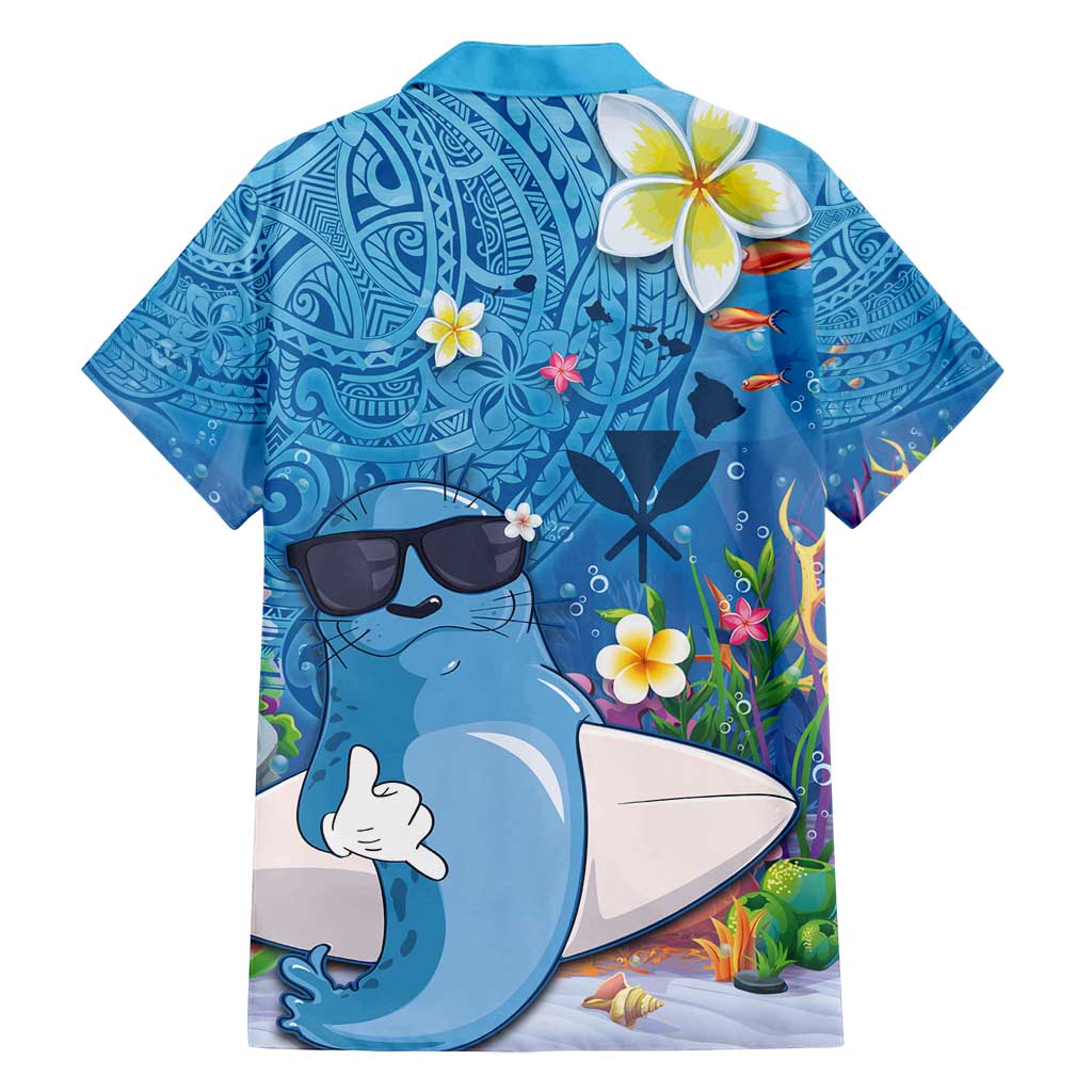 Aloha Hawaiian Monk Seal Family Matching Off Shoulder Maxi Dress and Hawaiian Shirt Polynesian Tattoo The Ocean and Undersea Vibe LT03 - Polynesian Pride