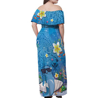 Aloha Hawaiian Monk Seal Family Matching Off Shoulder Maxi Dress and Hawaiian Shirt Polynesian Tattoo The Ocean and Undersea Vibe LT03 - Polynesian Pride