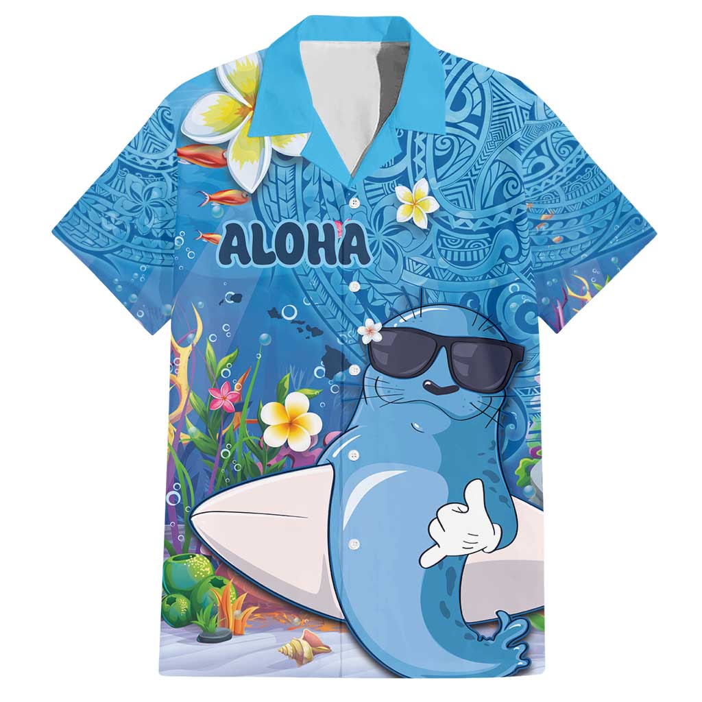 Aloha Hawaiian Monk Seal Hawaiian Shirt Polynesian Tattoo The Ocean and Undersea Vibe LT03 Blue - Polynesian Pride