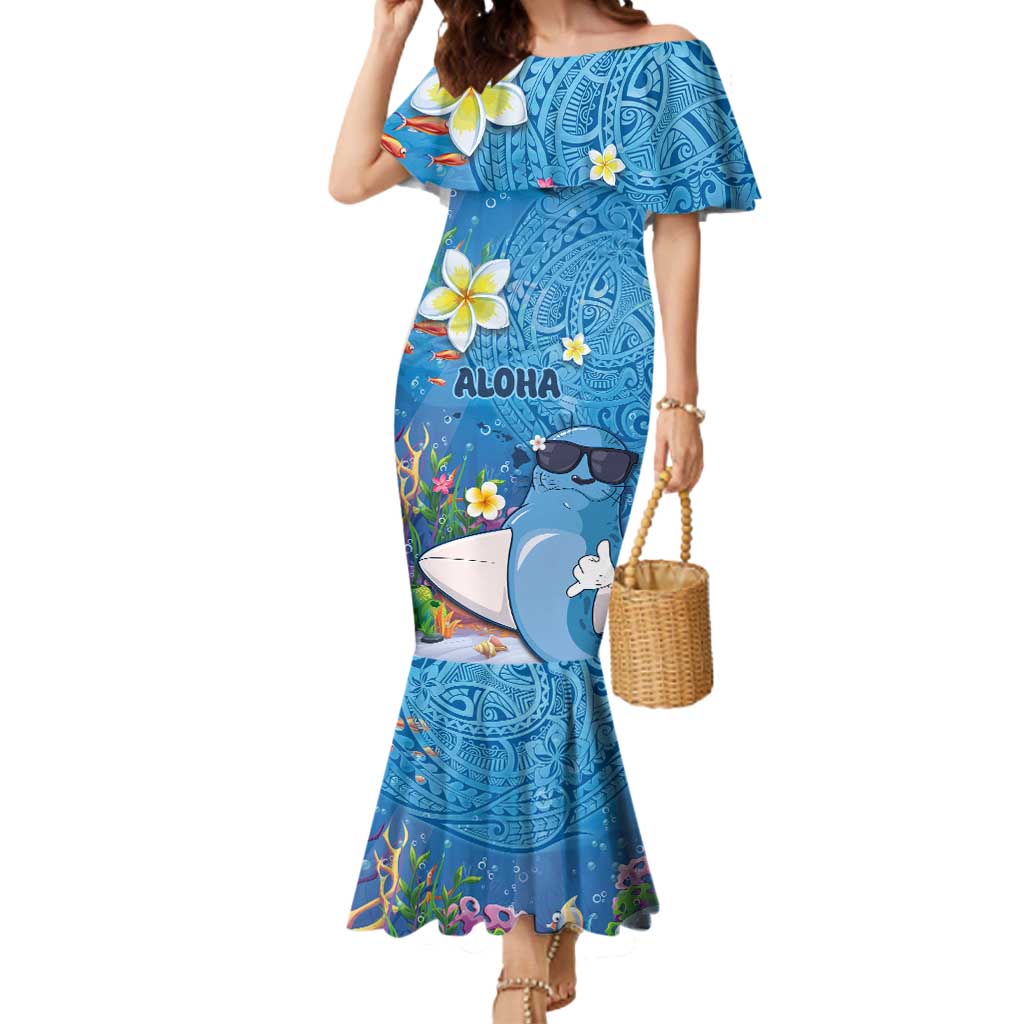 Aloha Hawaiian Monk Seal Mermaid Dress Polynesian Tattoo The Ocean and Undersea Vibe LT03 Women Blue - Polynesian Pride