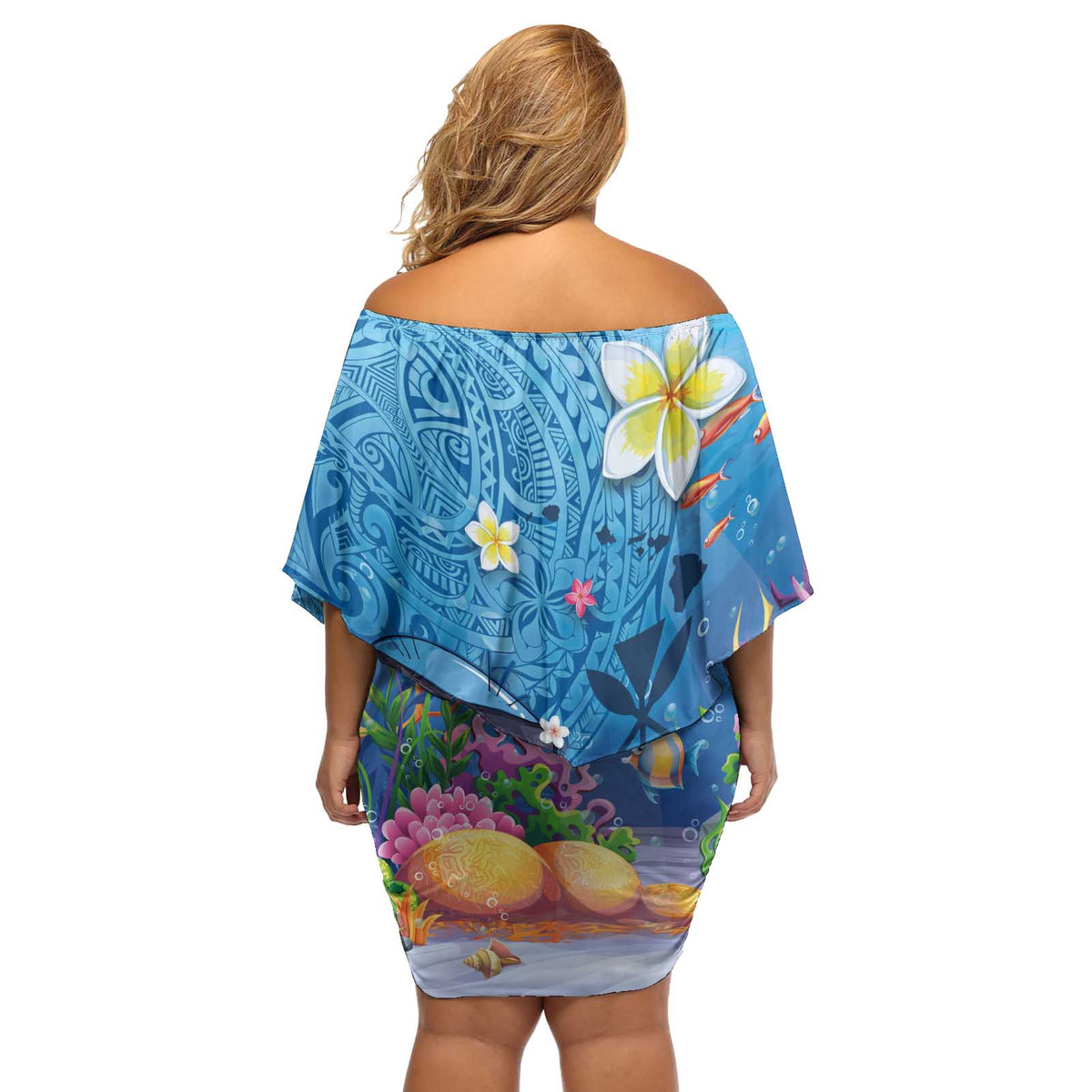 Aloha Hawaiian Monk Seal Off Shoulder Short Dress Polynesian Tattoo The Ocean and Undersea Vibe LT03 - Polynesian Pride