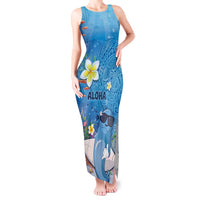 Aloha Hawaiian Monk Seal Tank Maxi Dress Polynesian Tattoo The Ocean and Undersea Vibe LT03 Women Blue - Polynesian Pride
