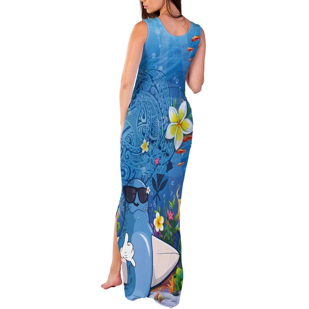 Aloha Hawaiian Monk Seal Tank Maxi Dress Polynesian Tattoo The Ocean and Undersea Vibe LT03 - Polynesian Pride