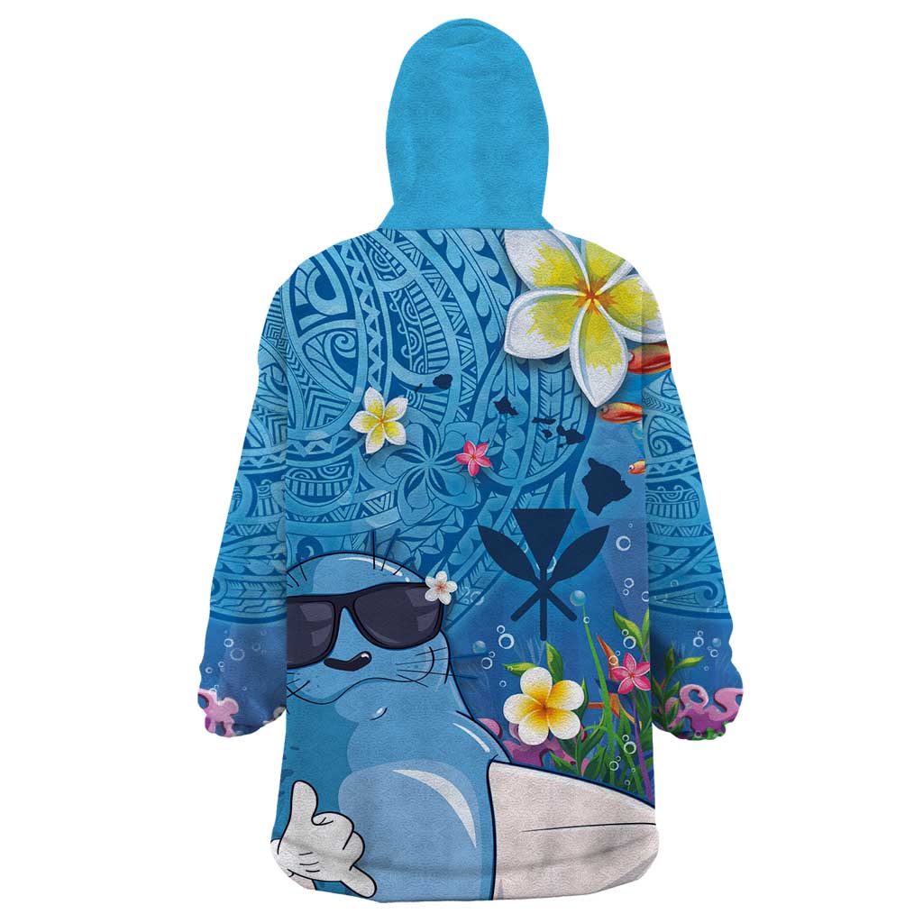 Aloha Hawaiian Monk Seal Wearable Blanket Hoodie Polynesian Tattoo The Ocean and Undersea Vibe LT03 - Polynesian Pride