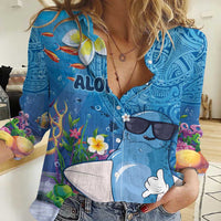 Aloha Hawaiian Monk Seal Women Casual Shirt Polynesian Tattoo The Ocean and Undersea Vibe LT03 Female Blue - Polynesian Pride