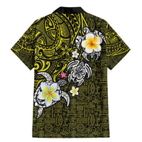 Hawaiian Turtle and Plumeria Family Matching Mermaid Dress and Hawaiian Shirt Polynesian Tattoo and Tribal Elements Pattern Yellow Color LT03 - Polynesian Pride